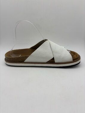 Free People Women's Sidelines Footbed Sandals White Lizard EU 38 US 8